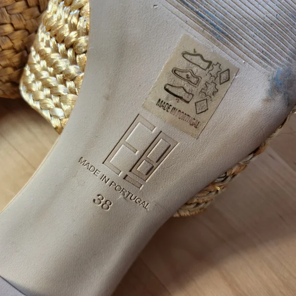 Miista Raffia Gold Square-Toe Sandals EU 38 - Picture 6 of 6